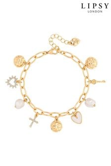 Lipsy Jewellery Gold Tone Pearl Talisman Charm Gift Boxed Bracelet (964745) | $40