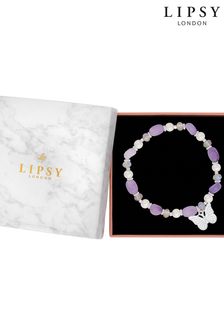 Lipsy Jewellery Silver Tone Beaded Charm Butterfly Bracelet - Gift Boxed (964817) | SGD 48