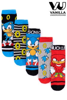 Vanilla Underground Black Sonic Sonic the Hedgehog Boys Sonic & Knuckles Calf Socks Set of 5 (964853) | 89 SAR