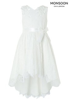 Robe asymétrique Monsoon Rebecca Lilly crème en dentelle