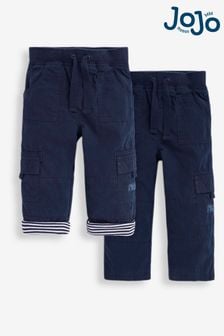 JoJo Maman Bébé Navy Jersey Lined Utility Trousers (965320) | €34