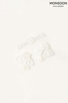 Monsoon Natural Baby Lace Bando and Sock Set (966421) | €13