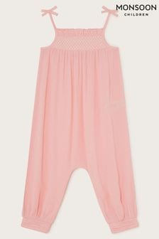 Monsoon Pink Baby Shirred Jumpsuit (966457) | 99 QAR - 109 QAR