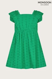 Monsoon Green Broderie Frill Dress (966492) | $48 - $56
