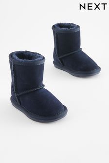 Navy Blue Suede Warm Lined Boots (966616) | KRW53,400 - KRW66,200