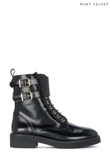 Mint Velvet Black Patent Zip Front Boots (966710) | €102