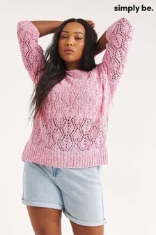 Roza pulover z okroglim ovratnikom in okrasnimi šivi Simply Be (966789) | €20