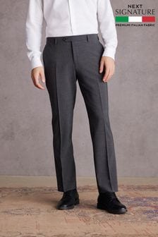 Grey Regular Fit Signature Tollegno Italian Fabric Suit Trousers (967095) | SGD 177
