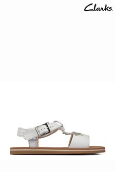 Clarks White Leather Finch Summer Y Sandals (967133) | €20