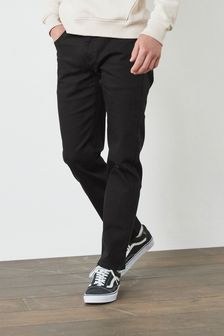 Solid Black With Button Fly Straight Fit Authentic Stretch Jeans (967332) | CA$52