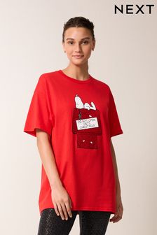 Красный - Рождественская футболка с короткими рукавами Snoopy (968153) | €21