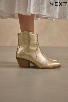 Gold ankle boots womens hot sale