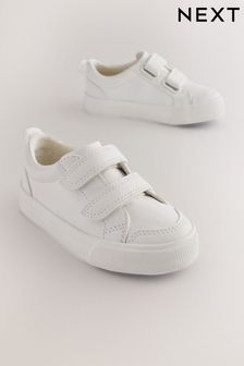White Wide Fit (G) Two Strap Touch Fastening Trainers (968358) | $22 - $29