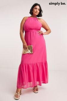 Розовое ярусное платье с халтером Simply Be (969047) | €29