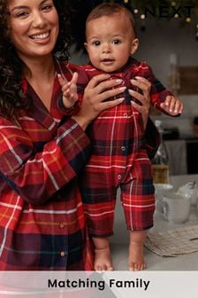 Red Check Matching Family Baby Christmas Cotton Pyjamas (0mths-3yrs) (969049) | €15 - €18