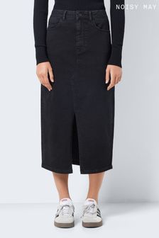 NOISY MAY Split Front Denim Midi Skirt