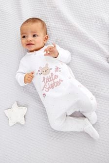 Pink Bunny Little Sister Baby Sleepsuit (0-2yrs) (970482) | KRW15,600 - KRW17,200