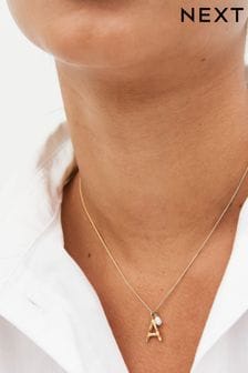 Sterling Silver Gold Plated Initial Necklace With Fresh Water Pearl (970539) | $56