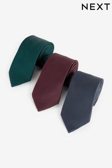 Dark Grey/Forest Green/Burgundy Red Slim Ties 3 Pack (970619) | kr390