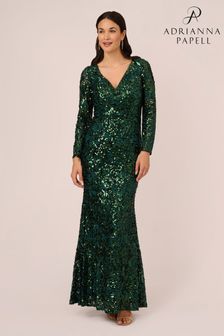 Adrianna Papell Green Sequin Lace Long Gown (970652) | kr5 470