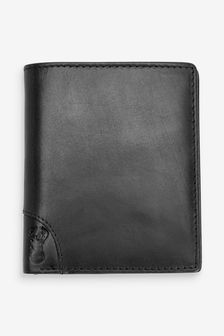 Черный - Кожаный бумажник двойного сложения с тиснением в форме оленя (970697) | €21