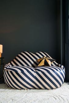 Rockett St George Studio Stripe Velvet Sand and Black Luscious Lips 2 Seater Sofa (971014) | €821
