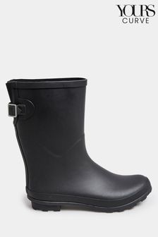 Yours Curve Black Wide Fit Mid Calf Adjustable Welly Boots (971432) | €48