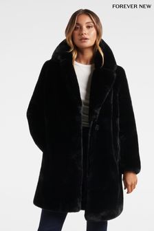 Forever New Black Cayte Faux Fur Coat (971627) | €129