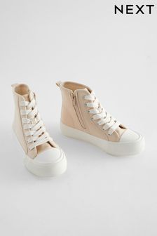 Neutral Cream Chunky High Top Lace-Up Trainers (971782) | NT$980 - NT$1,290