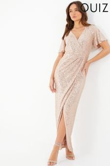 Quiz Black Sequin Midaxi Dress With Wrap Detail And Angel Sleeve (971793) | €83