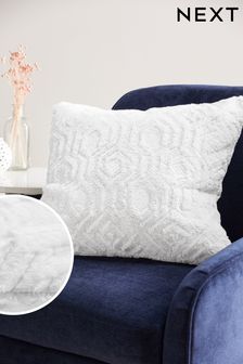 White Freya Textured Geo Faux Fur Cushion (971802) | 20 €