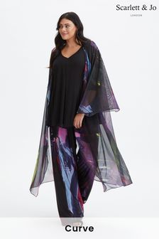 Scarlett & Jo Black Waterfall Mesh Kimono Cover-up (972146) | HK$668