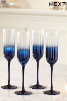 Set of 4 Navy Celeste Champagne Flutes (972604) | $51