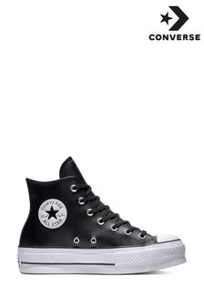 Converse Black Platform Lift Chuck Taylor Leather High Trainers (973184) | OMR47