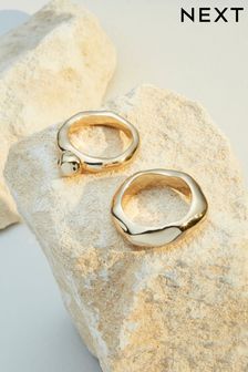 Plated N. Premium Chunky Ring Pack Made With Recycled Brass