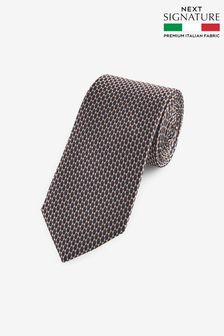 Navy Blue/Neutral Brown Textured Signature Made In Italy Tie (974165) | ₪ 103