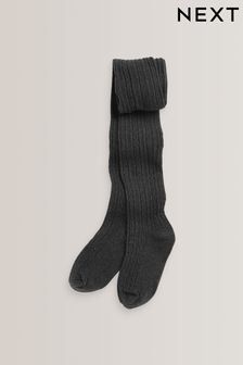 Charcoal Grey Cotton Rich Cable Tights (974523) | €7 - €8.50