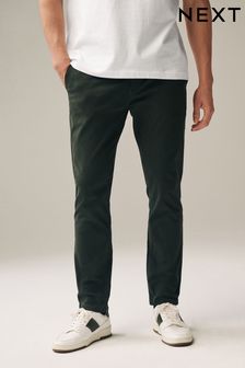 Dark Green Slim Fit Stretch Chinos Trousers (974771) | SGD 39