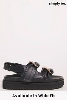 Simply Be Chunky Footbed Black Sandals In Wide Fit (975128) | €25