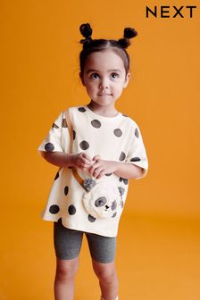 Charcoal Grey Panda Bag T-Shirt & Cycle Shorts Set (3mths-7yrs) (975207) | EGP365 - EGP486