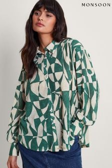 Monsoon Green Geometric Print Shirt (975298) | HK$463