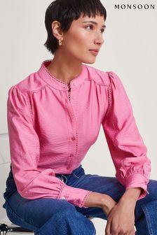 Monsoon Pink Pippa Plain Blouse (975392) | AED348