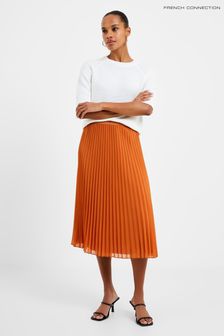 French Connection Metallic Pleated Solid Midi Skirt (975474) | €37
