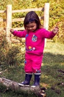 JoJo Maman Bébé Raspberry Girls' Dino Appliqué Sweatshirt (975585) | 119 QAR