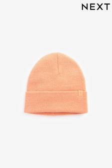 Peach Pink Flat Rib Beanie Hat (1-16yrs) (975843) | AED13 - AED27