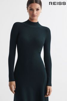 Reiss Teal Chrissy Petite Knitted Bodycon Midi Dress (975872) | AED1,282