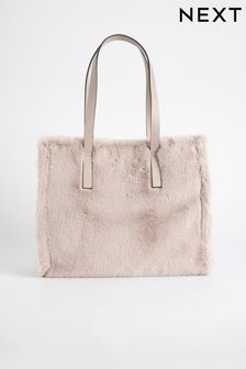 Grey Faux Fur Shopper Bag (975939) | 98 SAR