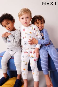 Red/Navy Blue/White London Bus Snuggle Pyjamas 3 Pack (9mths-10yrs) (976056) | 161 SAR - 197 SAR