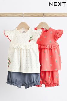Red/ Navy/ White Strawberry 4 Piece Baby T-Shirts & Shorts Set (976339) | €31 - €34