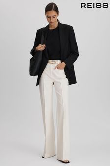 Reiss Cream Claude High Rise Flared Trousers (976696) | 94,500 Ft
